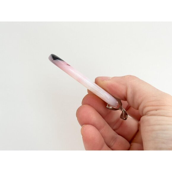 Apricot Polished Banded Agate Crystal Free-Form Sterling Silver Vintage Pendant - Picture 8 of 12